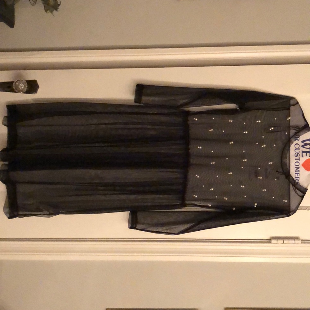Black Sheer Dress with Pearls